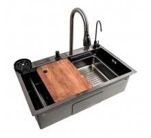 Мийка з вбудованим змішувачем Zerix ZH7546-SET-06 DECOR NANO-BLACK
