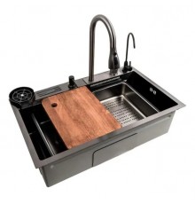 Мийка з вбудованим змішувачем Zerix ZH7546-SET-06 DECOR NANO-BLACK