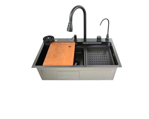 Мийка з вбудованим змішувачем Zerix ZH7546-SET-06 DECOR NANO-BLACK