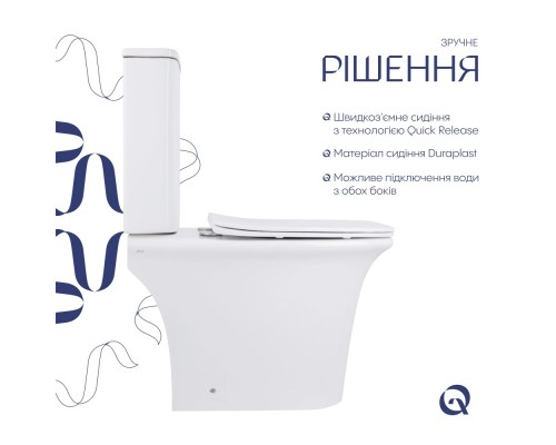 Компакт Qtap Kalao підлоговий Rimless гор. випуск, нижнє підведення, сидіння Slim Duroplast/ Soft-close/ Quick relase бачок 3/6L