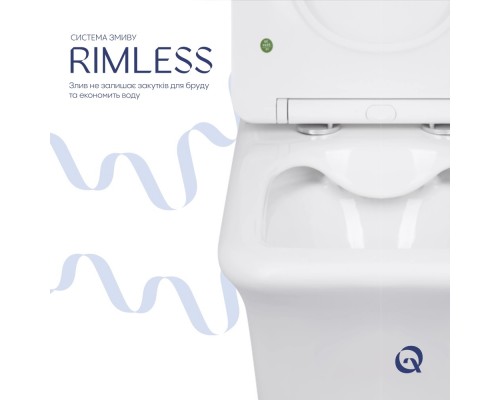 Компакт Qtap Kalao підлоговий Rimless гор. випуск, нижнє підведення, сидіння Slim Duroplast/ Soft-close/ Quick relase бачок 3/6L