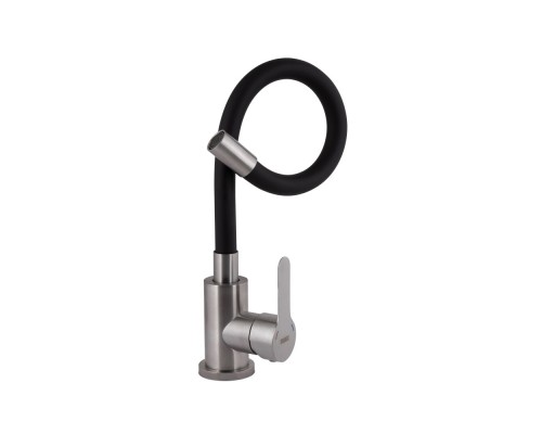Змішувач для кухні із силіконовим виливом Brinex Pure 015F3, Nickel/Black (k35)