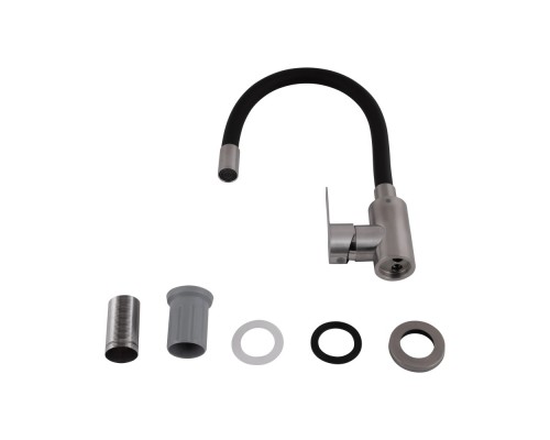 Змішувач для кухні із силіконовим виливом Brinex Pure 015F3, Nickel/Black (k35)