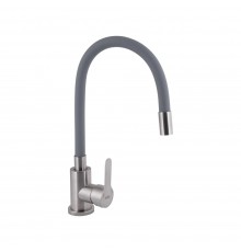 Змішувач для кухні із силіконовим виливом Brinex Pure 015F3, Nickel/Grey