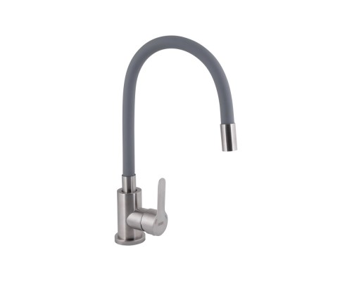 Змішувач для кухні із силіконовим виливом Brinex Pure 015F3, Nickel/Grey