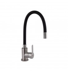 Змішувач для кухні із силіконовим виливом Brinex Pure 015F3, Nickel/Black (k35)