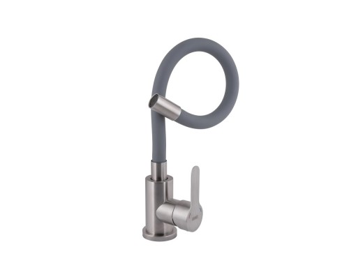 Змішувач для кухні із силіконовим виливом Brinex Pure 015F3, Nickel/Grey