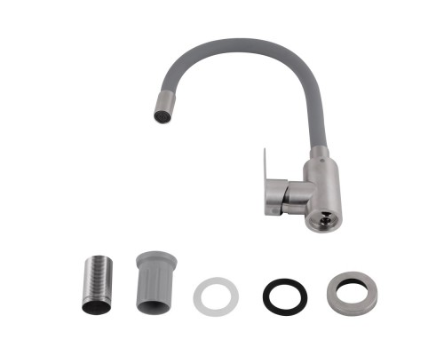 Змішувач для кухні із силіконовим виливом Brinex Pure 015F3, Nickel/Grey