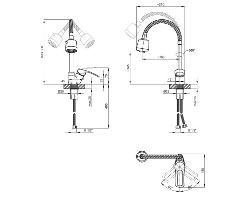 Змішувач для кухні Lidz Agata 008F4, Chrome (k40)