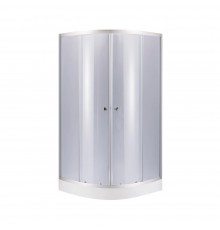 Душова кабіна Latwa SC80x80.SAT.LOW.GR, напівкругла, скло тоноване 4 мм + Душовий піддон Kupala ST80x80x16 Lidz