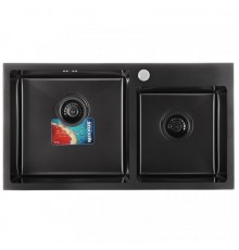 Мийка кухонна інтегрована подвійна MIXXUS 780х430 Black 3.0/1.0 mm