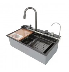 Мойка многофункциональная Mixxus MH7546-SET-07 DECOR NANO-BLACK со встроенным смесителем