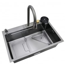 Мойка Mixxus Premium MH7246-SET-01 Nano-Black со встроенным смесителем