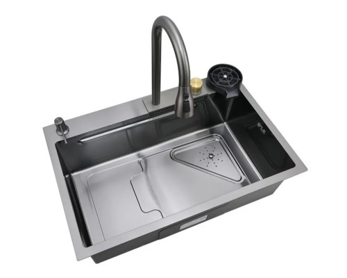 Мийка Mixxus Premium MH7246-SET-01 Nano-Black з вбудованим змішувачем