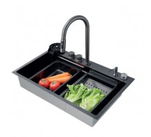 Мийка Zerix ZH7546-SET-01 NANO-BLACK з вбудованим змішувачем