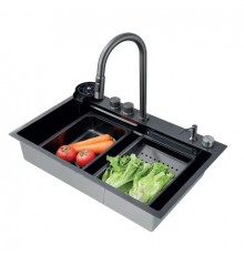 Мийка Zerix ZH7546-SET-01 NANO-BLACK з вбудованим змішувачем