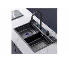 Мийка Zerix ZH7546-SET-04 DECOR Nano-Black з вбудованим змішувачем