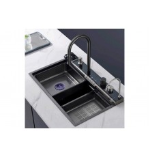 Мийка Zerix ZH7546-SET-04 DECOR Nano-Black з вбудованим змішувачем