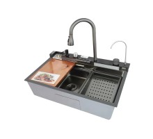 Мийка багатофункціональна Mixxus MH7546-SET-06 DECOR NANO-BLACK з вбудованим змішувачем