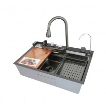 Мойка многофункциональная Mixxus MH7546-SET-06 DECOR NANO-BLACK со встроенным смесителем