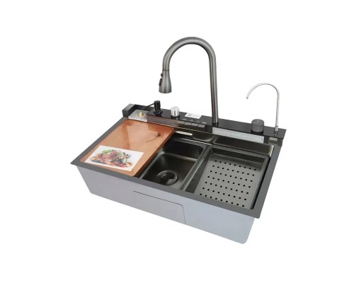 Мийка багатофункціональна Mixxus MH7546-SET-06 DECOR NANO-BLACK з вбудованим змішувачем