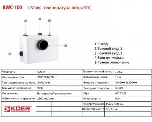 Канализационная установка Koer KWC-100