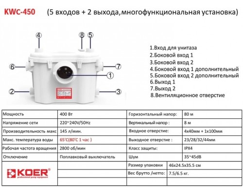 Канализационная установка Koer KWC-450