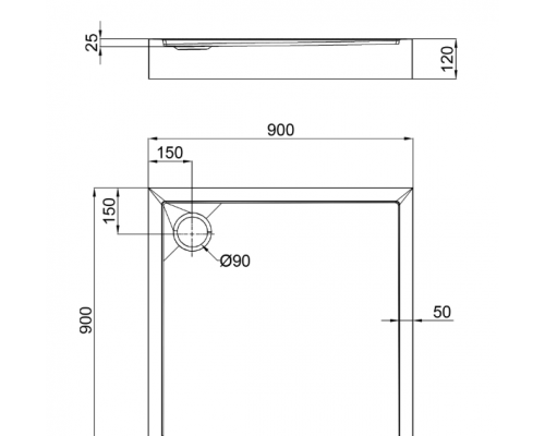 Душевой поддон QT TERN 90x90x12