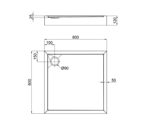 Душевой поддон QT TERN 80x80x12