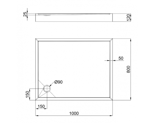 Душевой поддон QT TERN 100x80x12