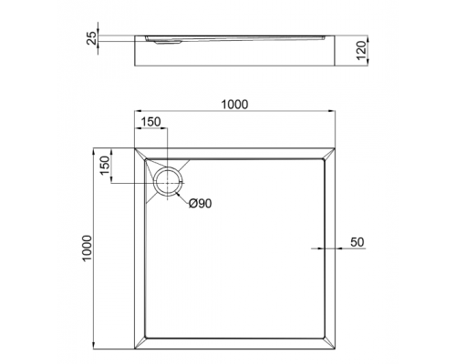 Душевой поддон QT TERN 100x100x12