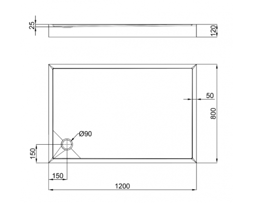 Душевой поддон QT TERN 120x80x12