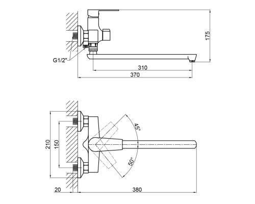 Змішувач для ванної пластиковий Brinex BRIN35C005