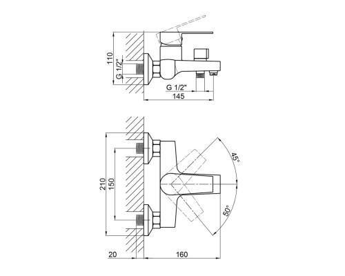 Змішувач для ванної пластиковий Brinex BRIN35C006N