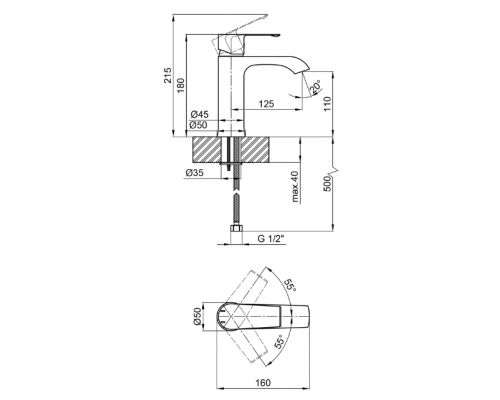 Змішувач для раковини Q-TAP Zelnava QTZELN1050101G Graphite