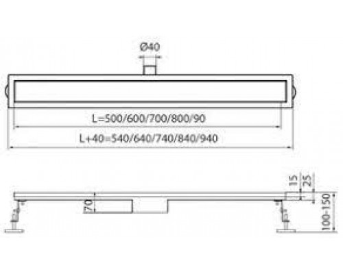 Трап линейный для душа KOER FD29 70х700 мм 