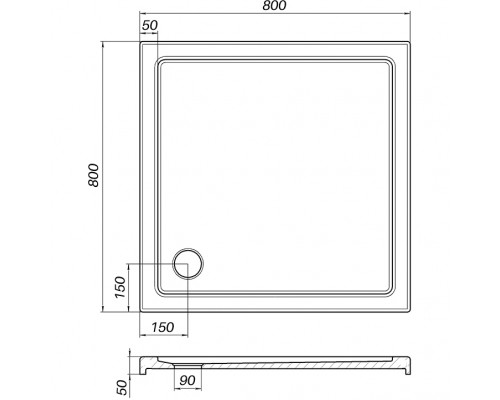 Душевой поддон квадратный BOBR SS80I BRAVO (1уп.)