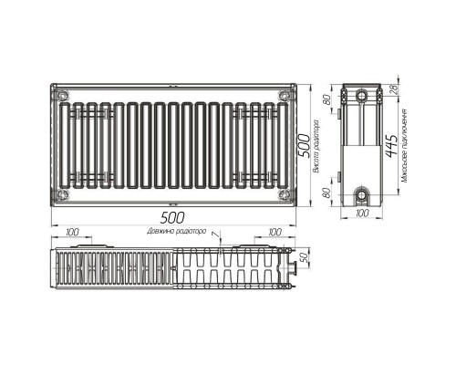 Радиатор стальной панельный OPTIMUM 22 бок 500x500