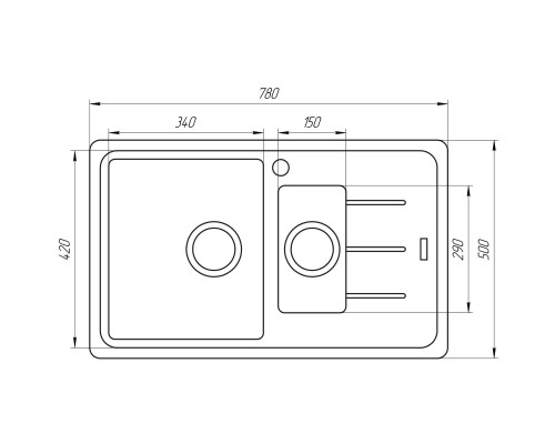 Гранитная мойка Globus Lux IZEO мокко 780х500мм