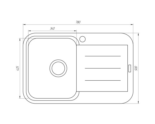 Гранитная мойка Globus Lux OBER черный металлик 780х500мм-А0002