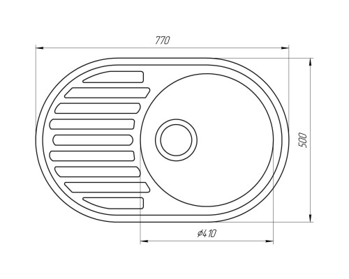 Гранитная мойка Globus Lux OHARA серый металлик 770х500мм-А0003