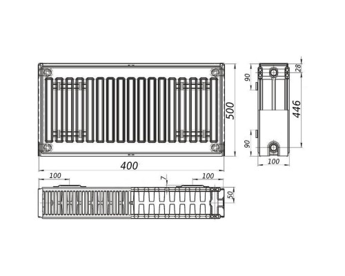 Радиатор стальной панельный QUEEN THERM 22 бок 500x400