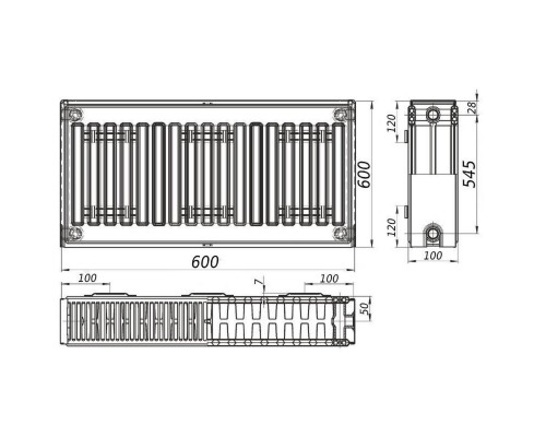 Радиатор стальной панельный FORNELLO 22 бок 600x600