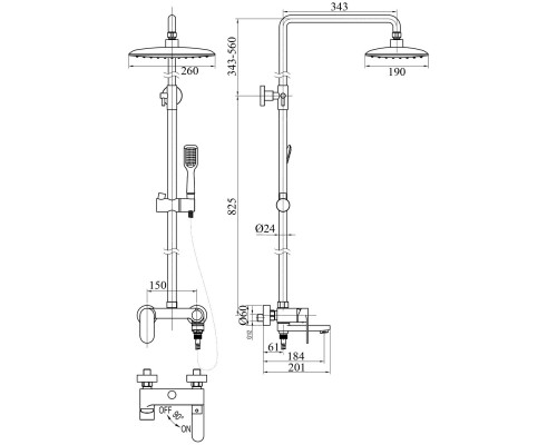 Душевая система TOPAZ BARTS-TB 07102-H36-S