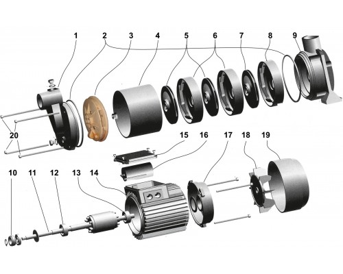 Насос центробежный многоступенчатый  Optima MH-N 2200INOX 2,2кВт нерж, колеса