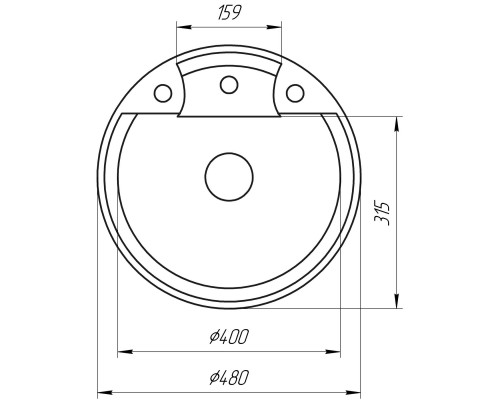 Гранитная мойка Globus Lux GURON миндаль 480мм-А0008