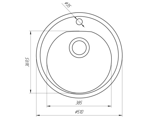 Гранитная мойка Globus Lux MARTIN черный металлик 510мм-А0001