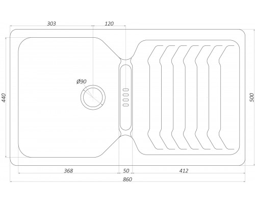 Гранитная мойка Globus Lux BOREN коричневый 860x500мм-А0006