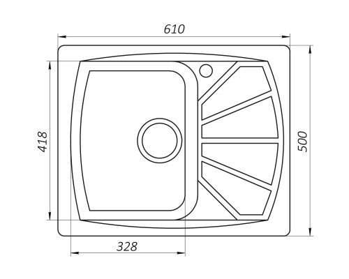 Гранитная мойка Globus Lux TANA графит 650х500мм-А0001