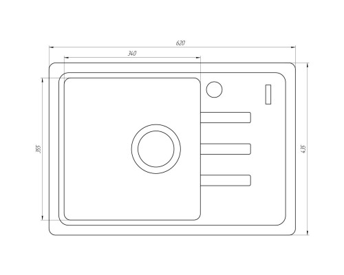 Гранитная мойка Globus Lux MONO черный металлик 620х435мм-А0001